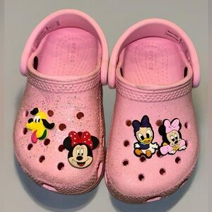 Pink glitter crocs toddler 6T